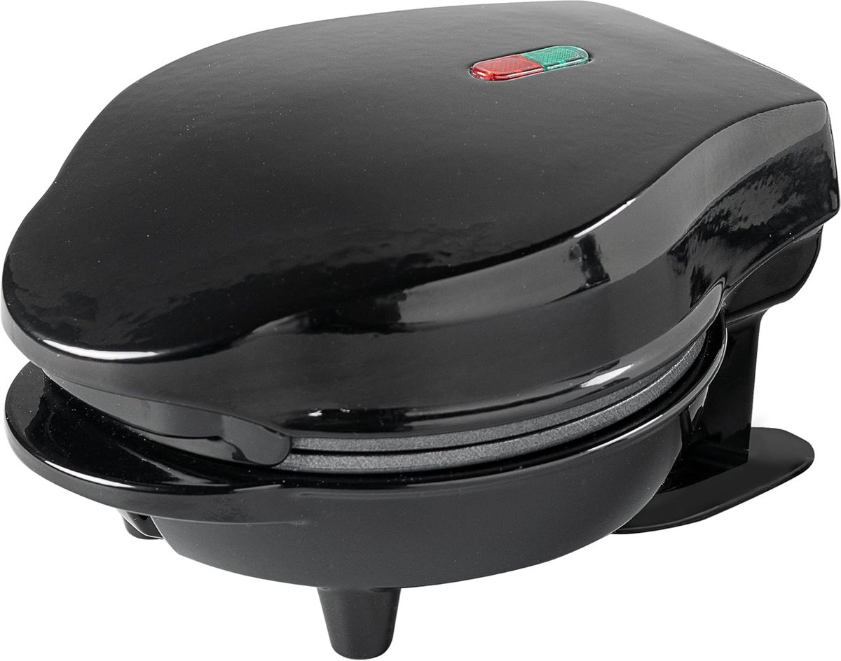 Mini Wafelijzer - Antiaanbaklaag - 550W - Zwart