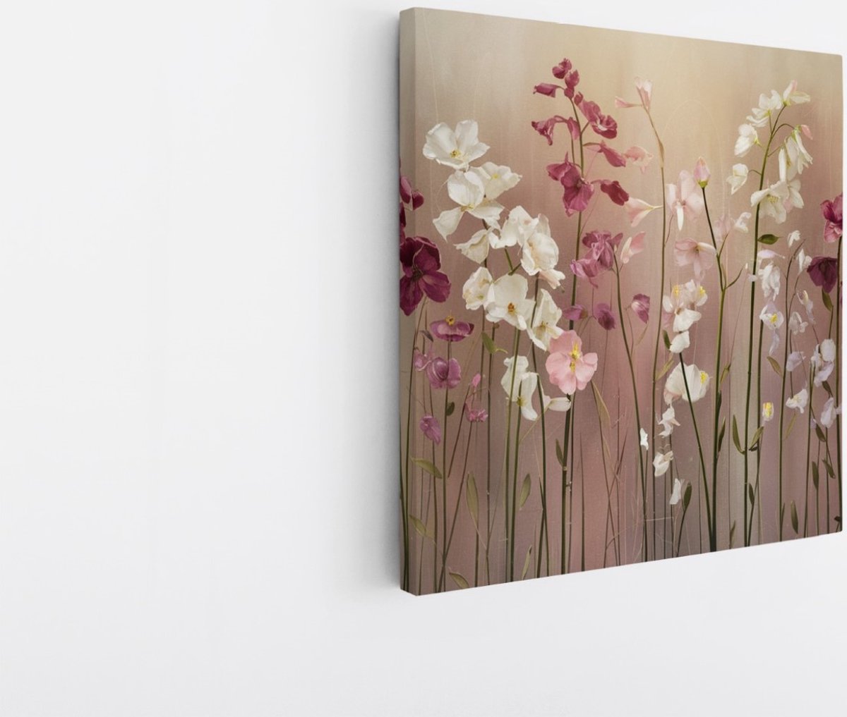 Saammp Canvas Schilderij - Kleurrijk bos bloemen - Natuur - Landschap - 30x30 - Foto op canvas - Wanddecoratie - Muurdecoratie Woonkamer - Slaapkamer decoratie - Canvas Print Multicolor