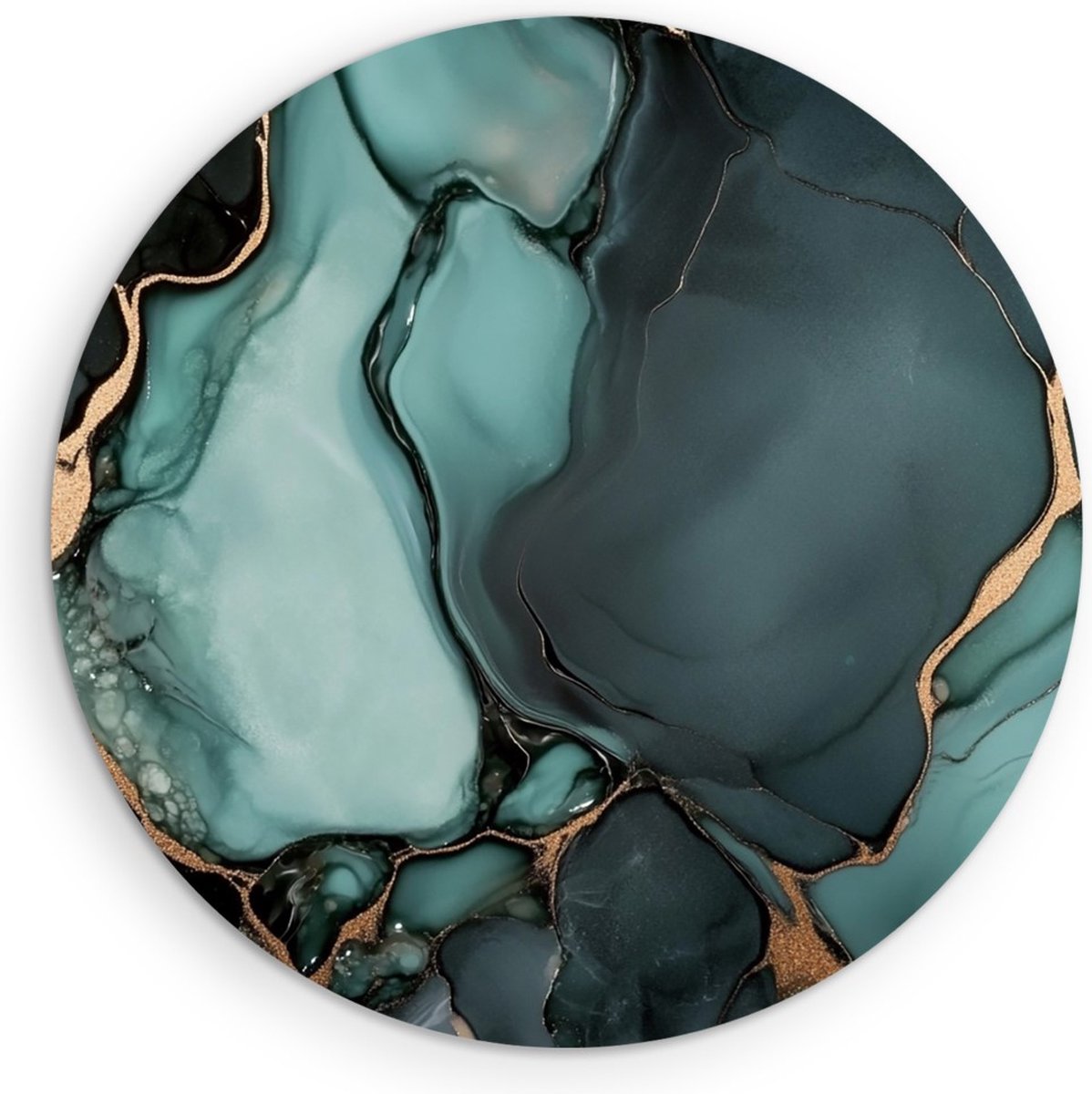 Saammp Muurcirkel Hout - Groen - marmer - Goud - Abstract - Ø 50 - Wandcirkel - Wanddecoratie Cirkel - Muurdecoratie Woonkamer - Kantoor Decoratie
