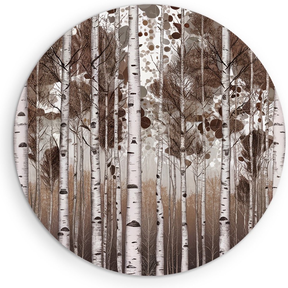 Saammp Forex Muurcirkel - Abstracte Bomen - Bruin - Landschap - Natuur - Ø 80 - Wandcirkel - Wanddecoratie Cirkel - Muurdecoratie Woonkamer - Slaapkamer decoratie - Rond Schilderij