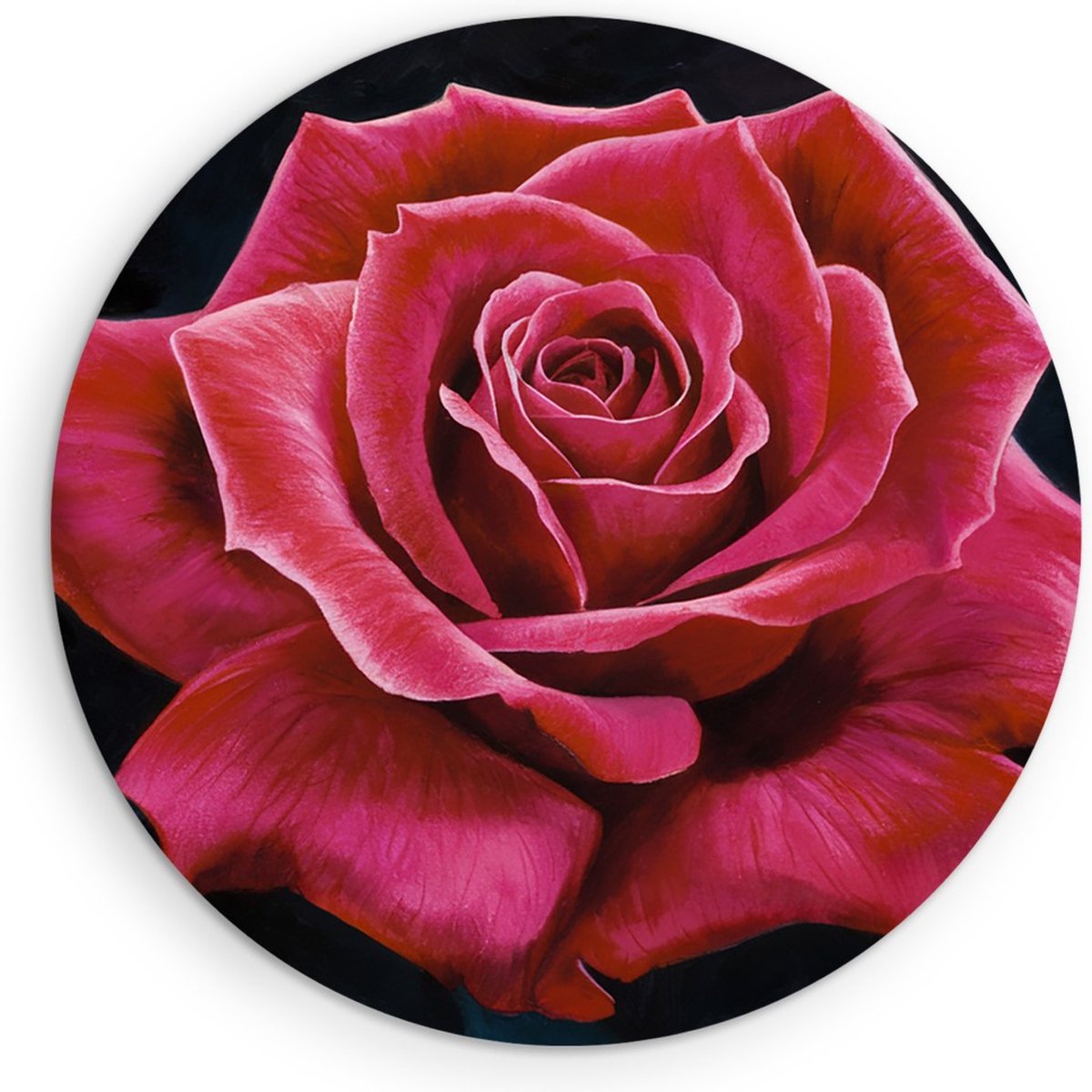 Saammp Forex Muurcirkel - Roos - Rood - Kunst - Natuur - Abstract - Ø 50 - Wandcirkel - Wanddecoratie Cirkel - Muurdecoratie Woonkamer - Kantoor Decoratie