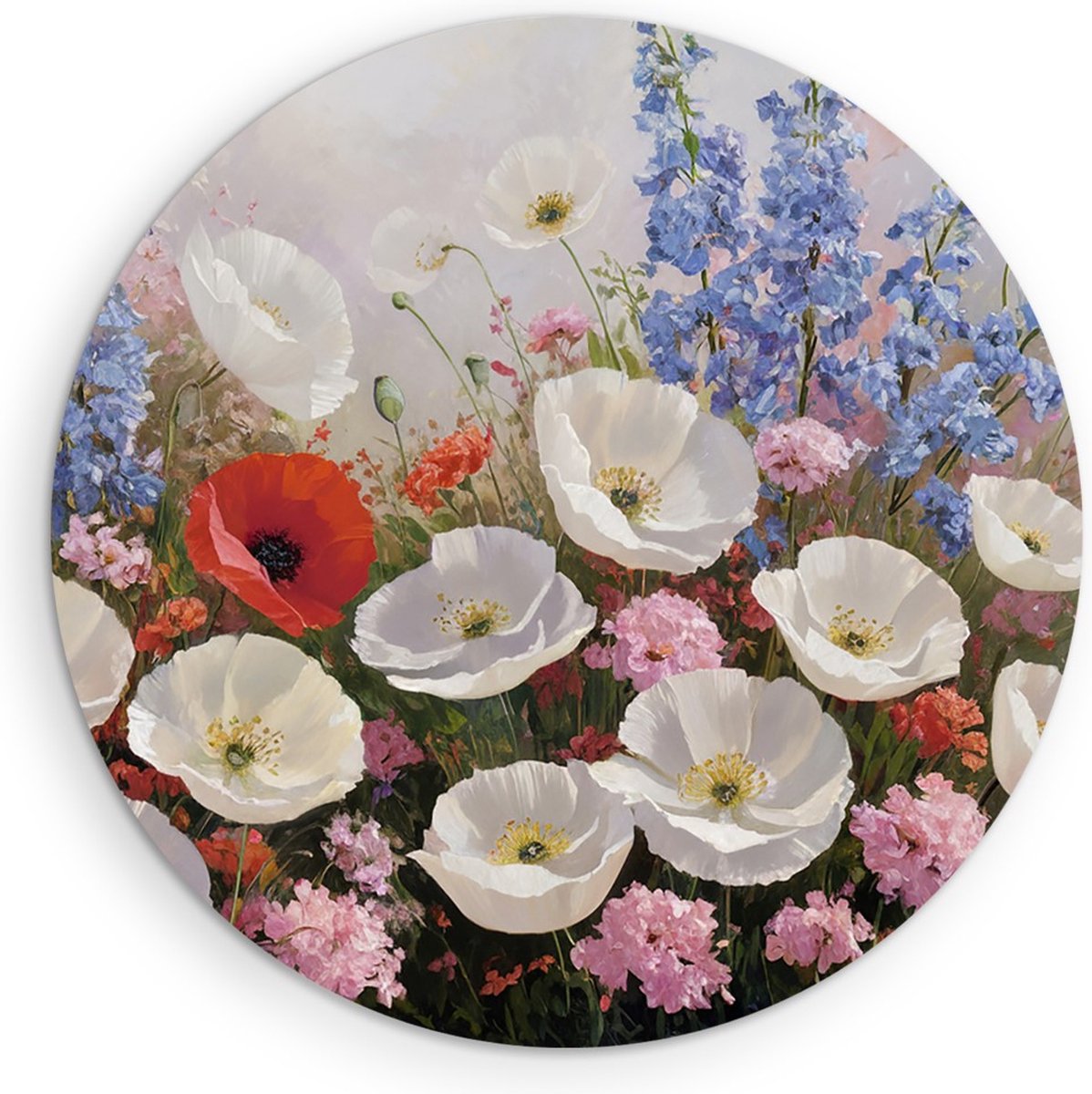 Saammp Muurcirkel Hout - Kleurrijk - Abstract - Bloemen - Natuur - Ø 60 - Wandcirkel - Wanddecoratie Cirkel - Muurdecoratie Woonkamer - Kantoor Decoratie