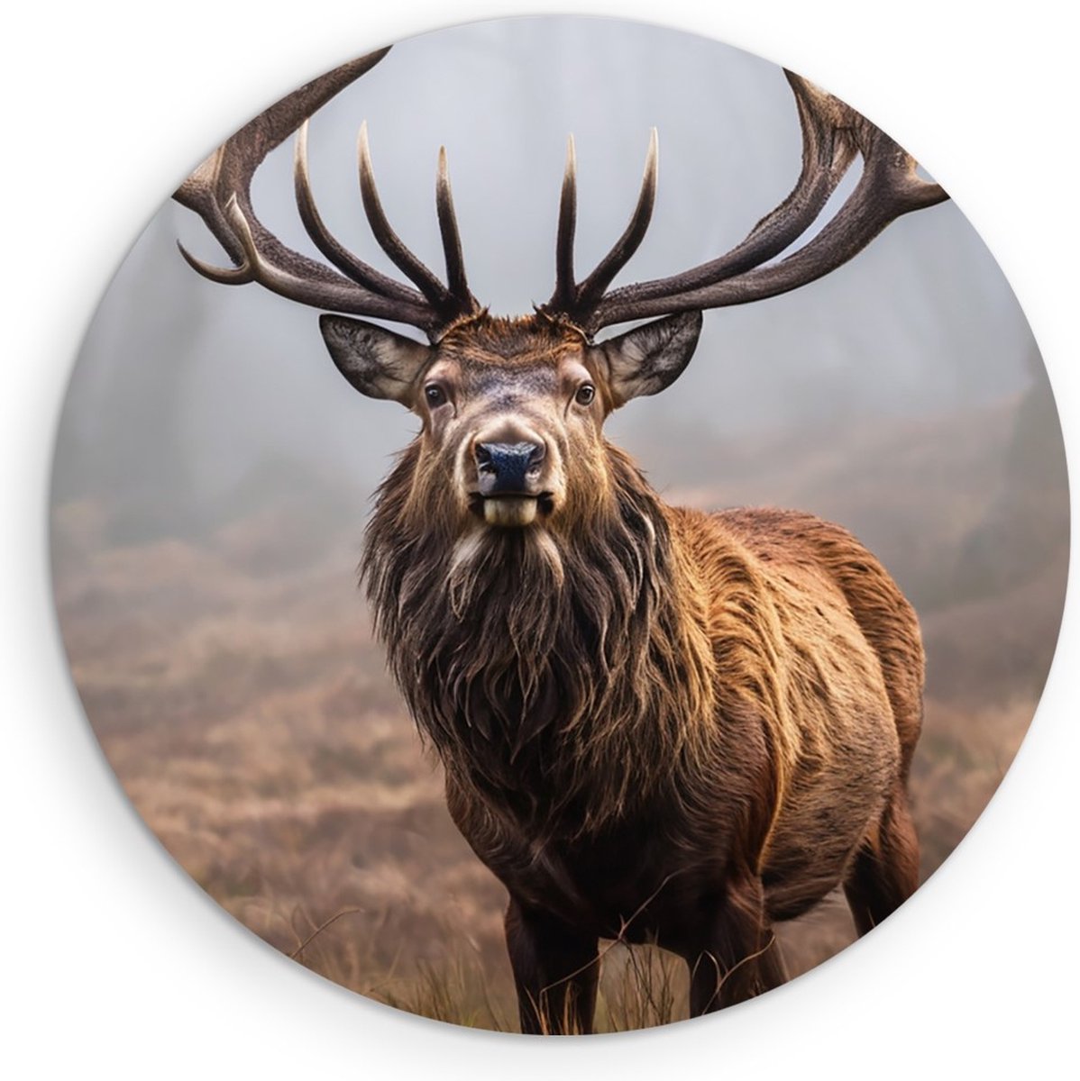 Saammp Forex Muurcirkel - Hert in de mist - Dieren - Ø 70 - Wandcirkel - Wanddecoratie Cirkel - Muurdecoratie Woonkamer - Slaapkamer decoratie - Rond Schilderij