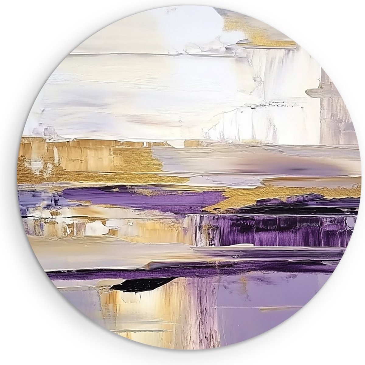 Saammp Forex Muurcirkel - Paars Goud - Modern - Abstract - Ø 50 - Wandcirkel - Wanddecoratie Cirkel - Muurdecoratie Woonkamer - Slaapkamer decoratie - Rond Schilderij