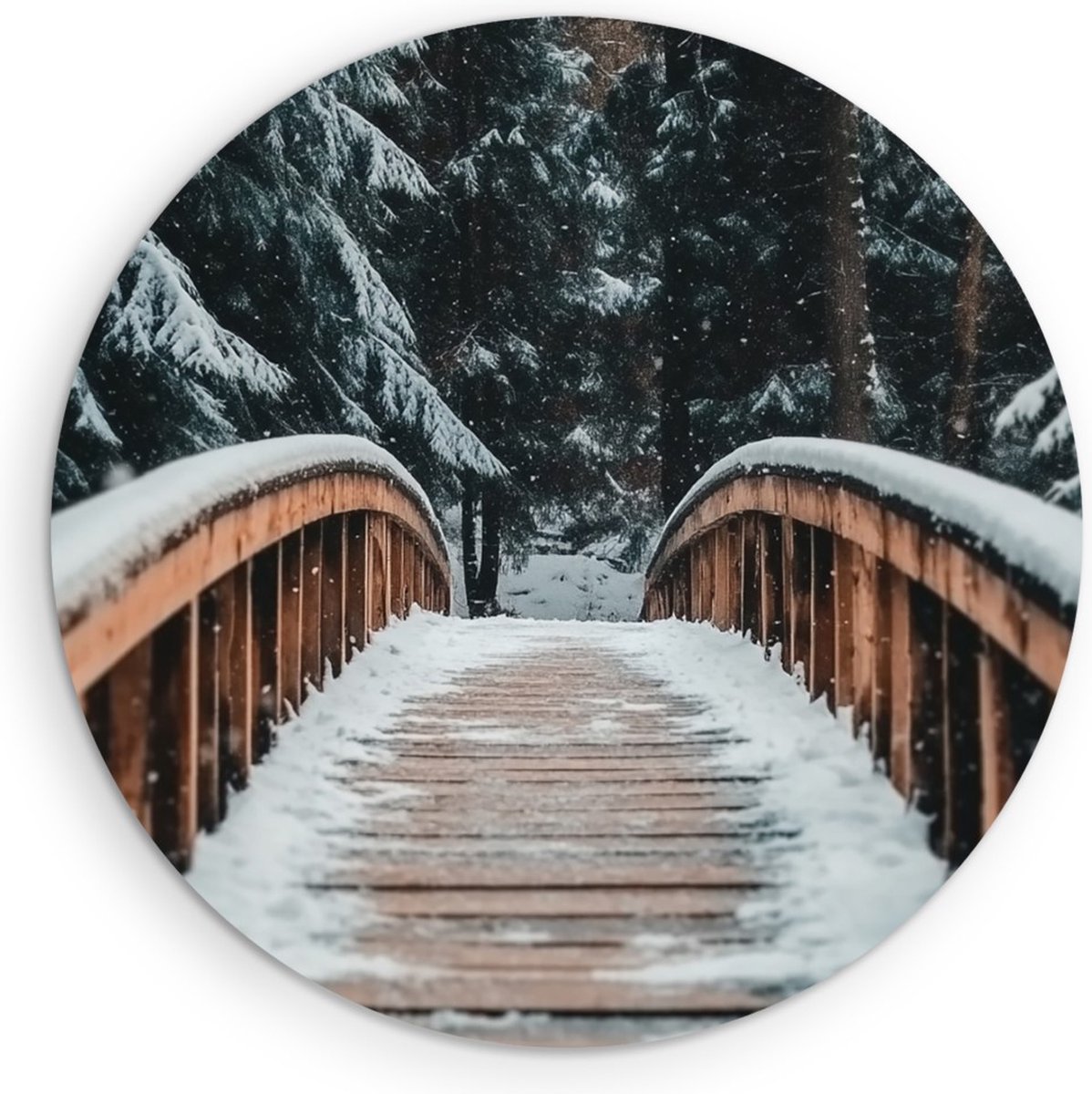 Saammp Forex Muurcirkel - Natuur - Winter - Pad van bladeren - landschappen - Ø 40 - Wandcirkel - Wanddecoratie Cirkel - Muurdecoratie Woonkamer - Slaapkamer decoratie - Rond Schilderij