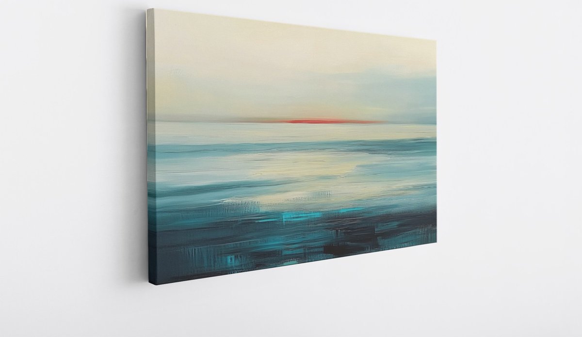Saammp Canvas Schilderij - Minimalistisch - turqoise - Abstract - 40x30 - Foto op canvas - Wanddecoratie - Muurdecoratie Woonkamer - Kantoor Decoratie Multicolor
