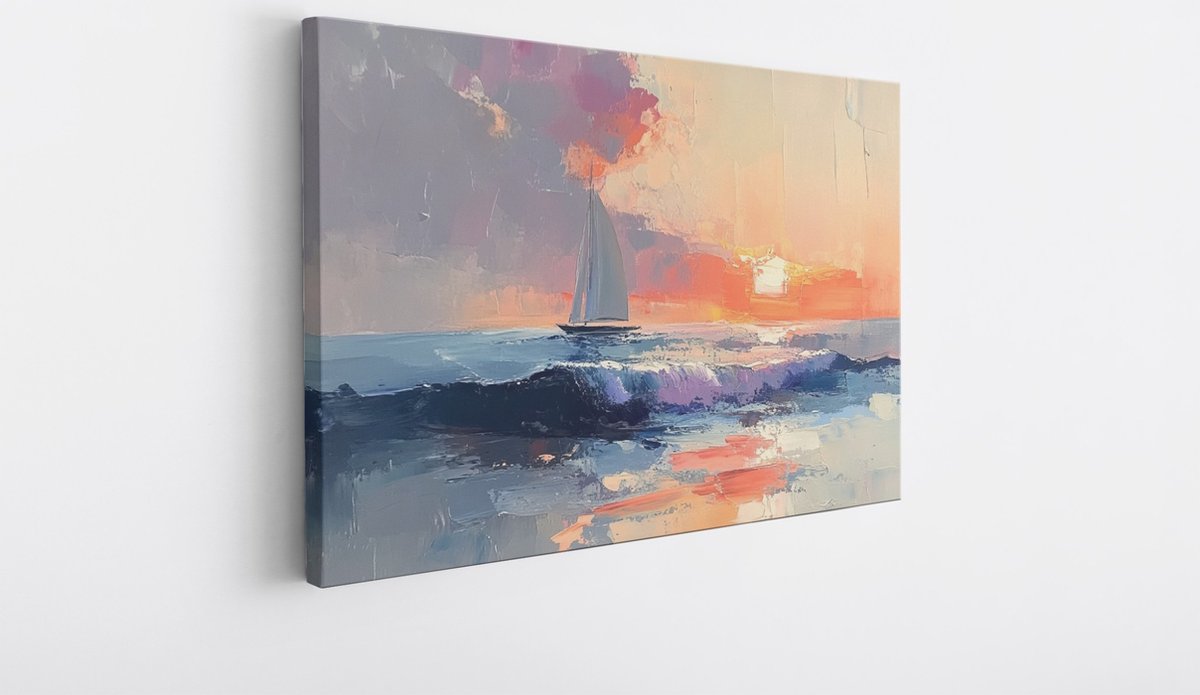 Saammp Canvas Schilderij - Kleurrijk landschap - kunst - Abstract - 40x30 - Foto op canvas - Wanddecoratie - Muurdecoratie Woonkamer - Kantoor Decoratie Multicolor