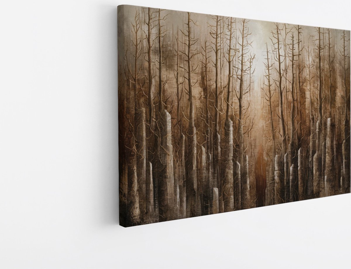 Saammp Canvas Schilderij - Vintage - Abstract bos - Landschap - Natuur - 50x40 - Foto op canvas - Wanddecoratie - Muurdecoratie Woonkamer - Slaapkamer decoratie - Canvas Print Multicolor