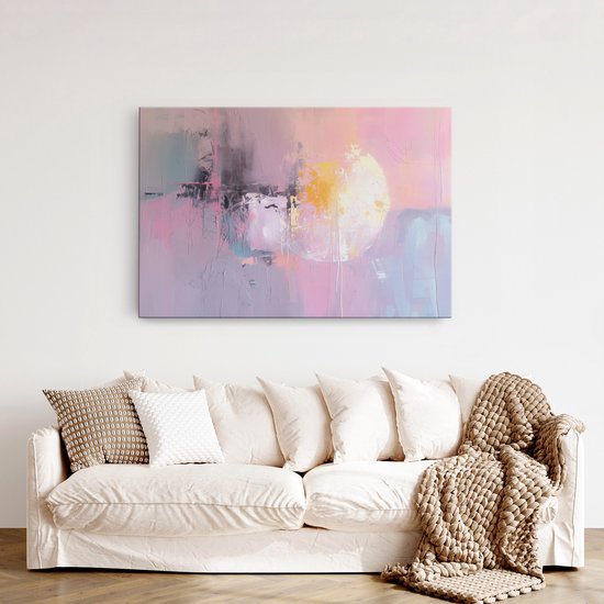 Tableau sur toile Saammp - Rose - pastel - Abstrait - 100x75 - Photo sur toile - Décoration murale - Décoration murale Salon - Décoration chambre - Impression sur toile
