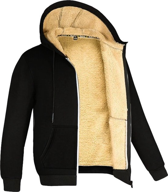 KTWOLEN Herentrui met fleece gevoerd, lange mouwen, gebreide trui met