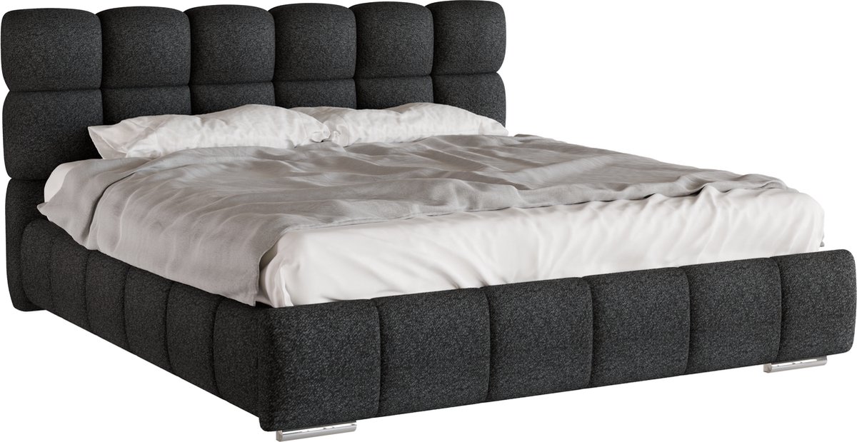 GEPOLSTERD BED Bliss 180 x 200 cm met opbergruimte, lattenbodem en Pocketveringmatras H3 (19 cm hoog)