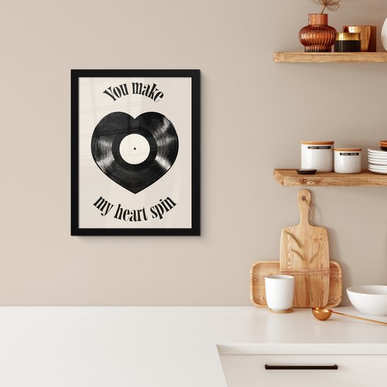 Affiche encadrée - Cadre photo 30x40 cm - Posters - Amour - Musique - Citation - Poster cadre noir - Décoration - Décoration murale salon - Décoration murale chambre