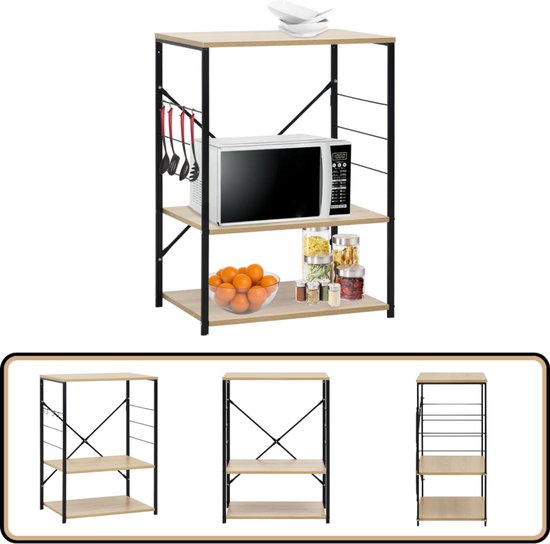 Magnetronkast 60x39,6x79,5 cm spaanplaat zwart en eikenkleurig