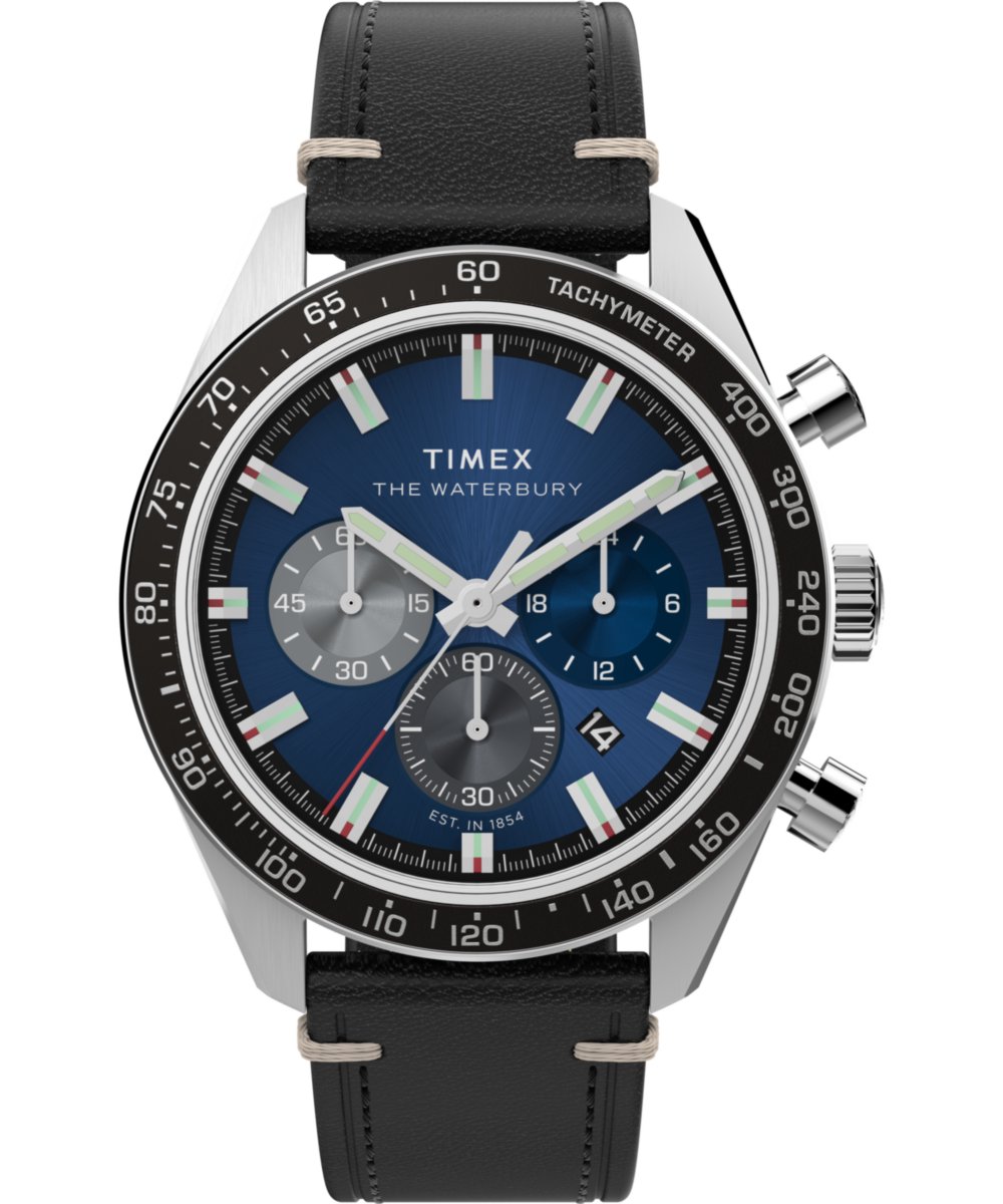 Timex Waterbury Traditional TW2Y18600 Horloge - Leer - Zwart - Ø 41 mm