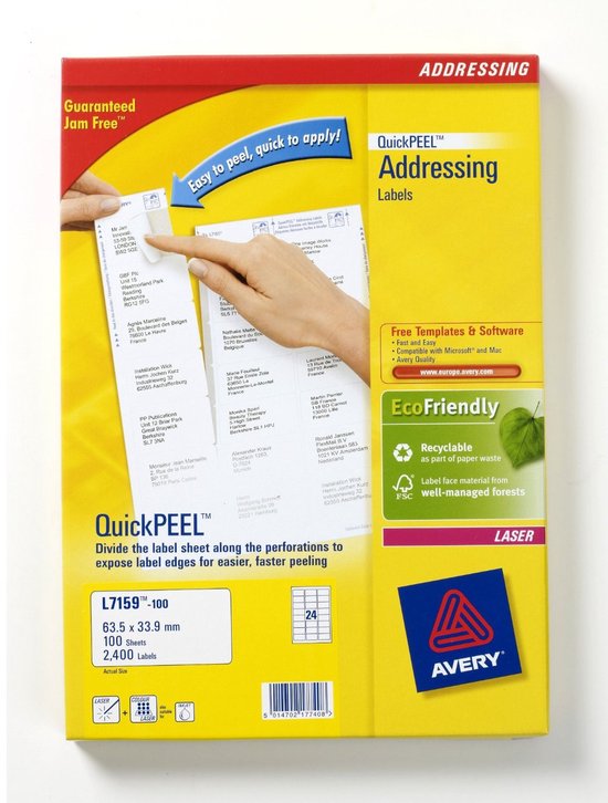 Avery L7159-100 étiquette d'adresse Blanc