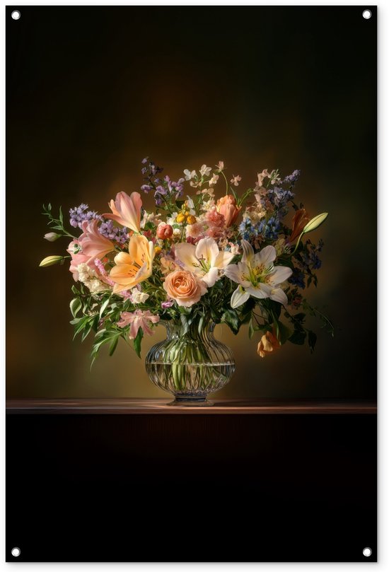 Gards Tuinposter Kosmos Bloemenveld Met Een Pad - Bloemen - 80x120 Cm Tuindoek Tuindecoratie Wanddecoratie Buiten Tuinschilderij