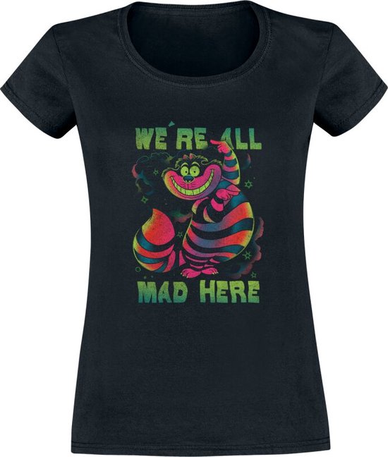 Alice In Wonderland Chesire Rainbow Dames T-shirt - zwart - S