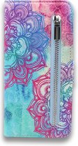Samsung Galaxy S9 Plus Hoesje - Portemonnee Hoesje met Print & Rits Vakje - Kaarthouder & Magneetlipje - Mandala