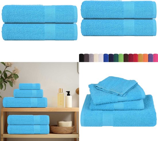 The Living Store Handdoeken 2 pièces 50x100 cm 360 g/m² 100% coton turquoise - Serviette de bain - Turquoise - Katoen - Ensemble de serviettes - Absorbantes