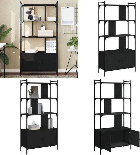 Boekenkast met deuren 76,5x30x154,5 cm hout grijs sonoma eiken kopen