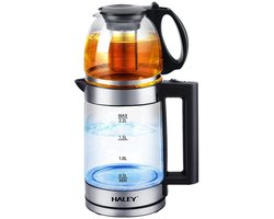 Waterkoker met Theepot | Elektrische Turkse Theepot | Caydanlik | Caymatik | Elektrische thee maker | Thee maker | Glazen Theepot | 1,8/1,2L | 1800W | Elektrisch