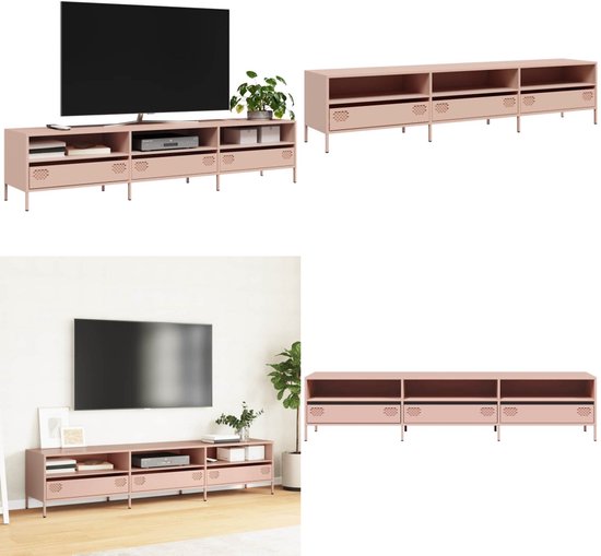 VidaXL TV-meubel Zwart - Industriële Stijl, Staal, 100 Cm Breed, Met Lades
