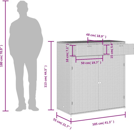 Abri de jardin vidaXL - Abri de jardin - Abri de Jardin - Jardin de jardin - Abri de jardin - Abri de jardin 105 x 55 x 113 cm Résine tressée marron