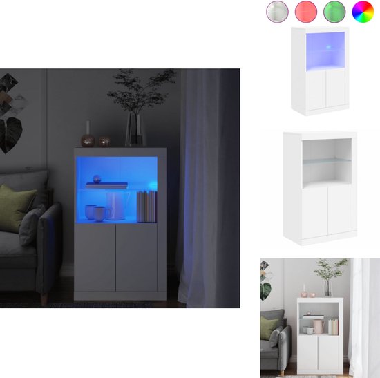 Nachtkastje met LED-verlichting bewerkt hout grijs sonoma
