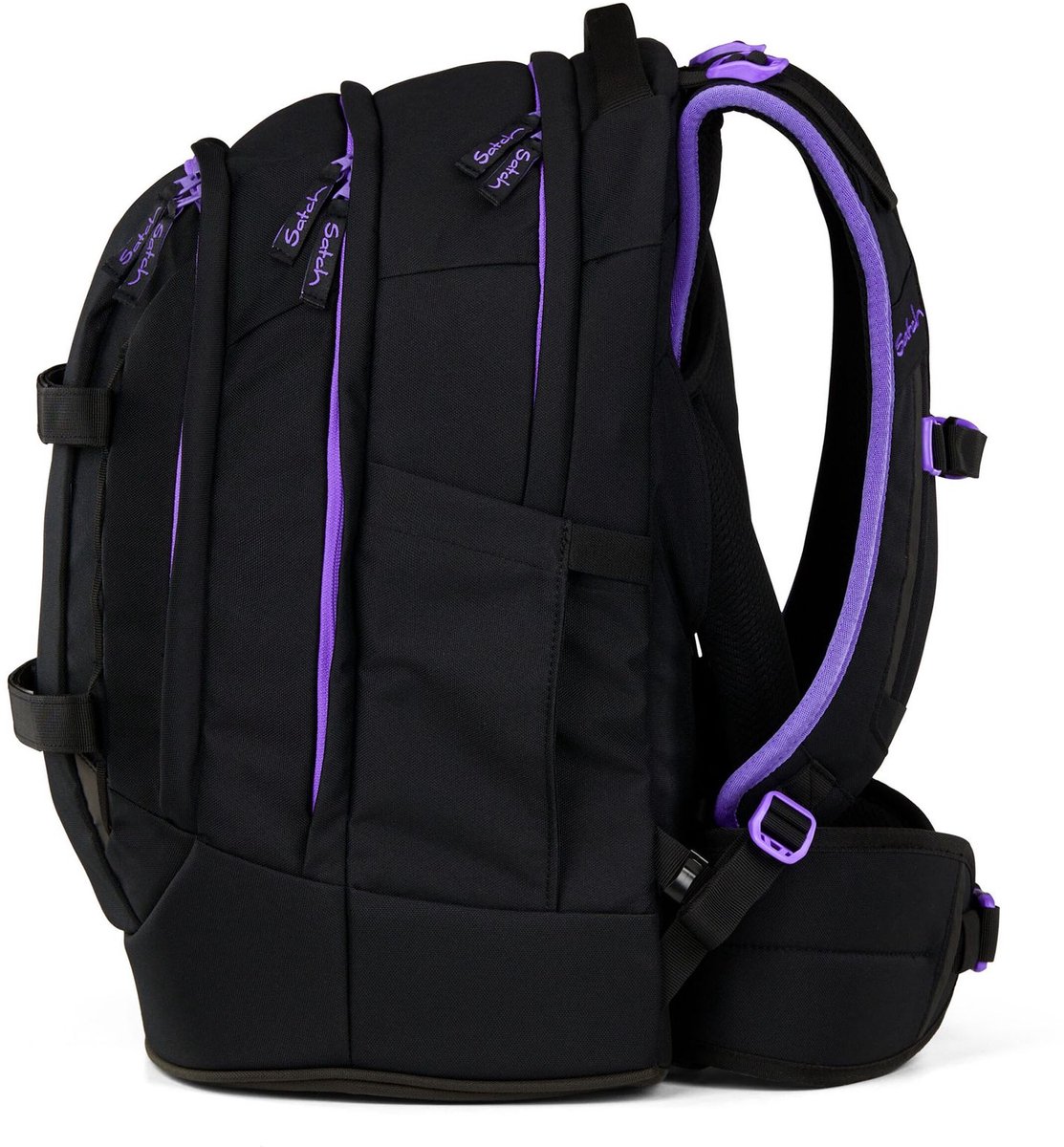 satch Schoolrugzak met laptopvak Pack Purple Phantom Zwart