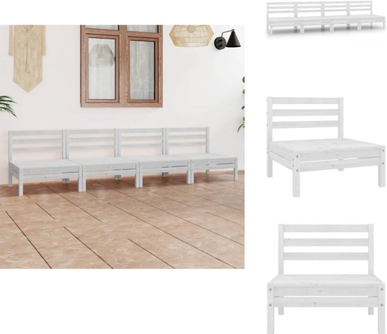 vidaXL Ensemble de salon - Bois de pin - Wit - 63,5 x 63,5 x 62,5 cm - Ensemble de jardin