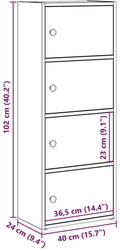 vidaXL Bibliothèque - Bibliothèques - Meuble de rangement - 40 x 24 x 102 cm bois traité gris béton