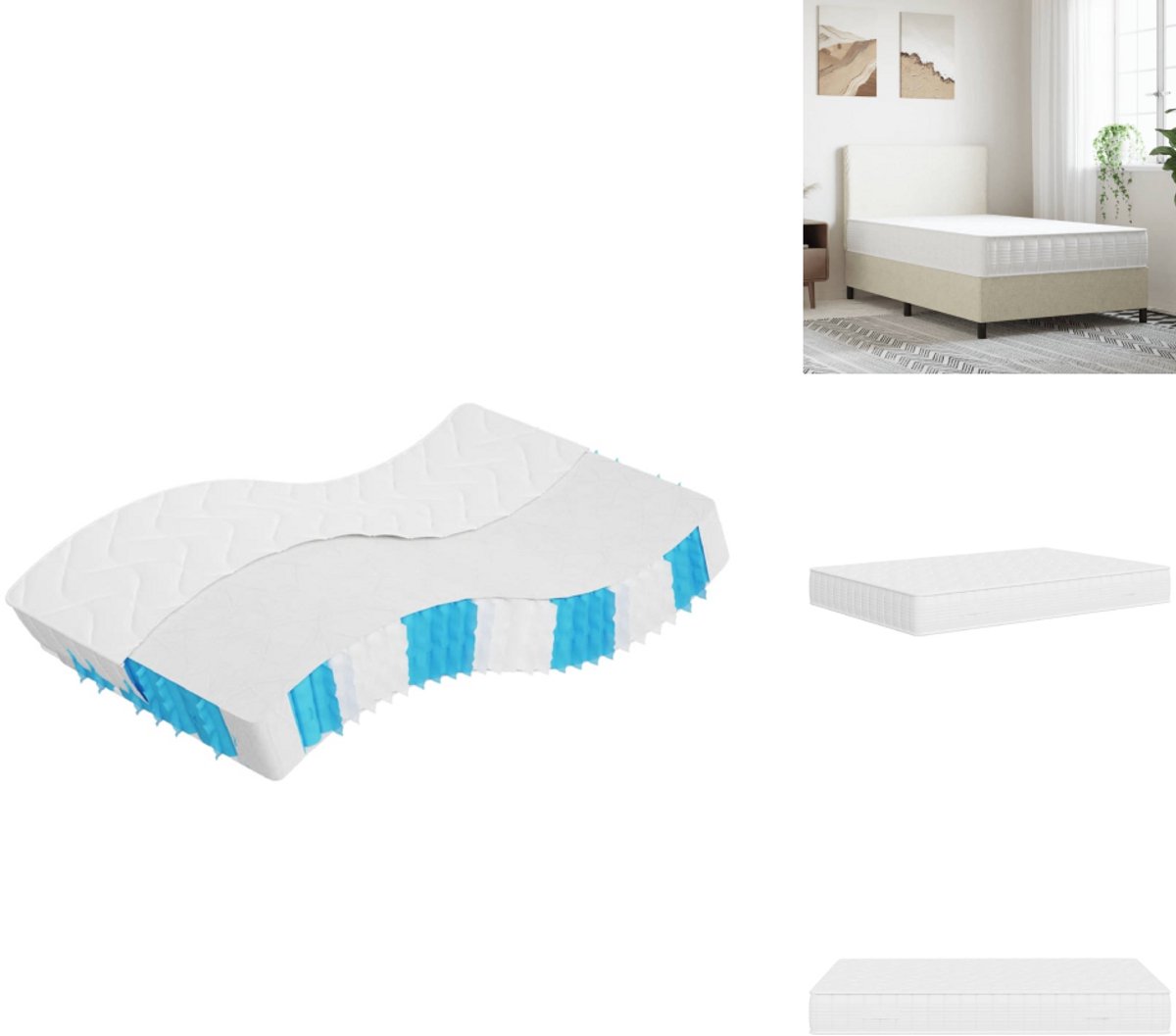vidaXL Pocketveringmatras - Pocketveringmatrassen - Matras Pocketvering - Matras Pocketveren - Pocketveringmatras middelhard-hard 140x190 cm