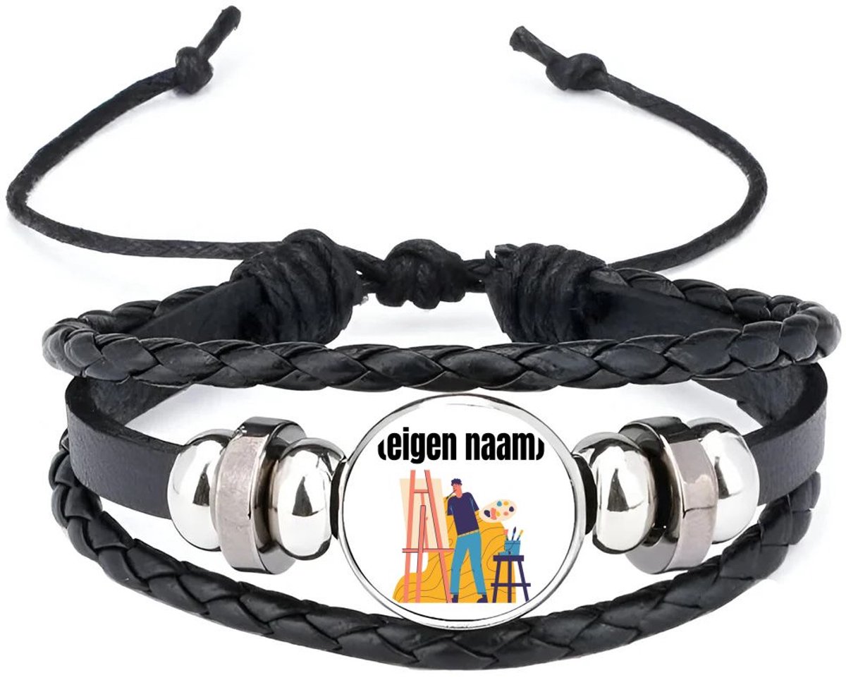 Akyol - kunstenaar die schildert met eigen naam armband zwart - Kunst - kunstenaars/kunstenaressen - iemand die houdt van kunst of kunst maken - verjaardag - cadeau - kado