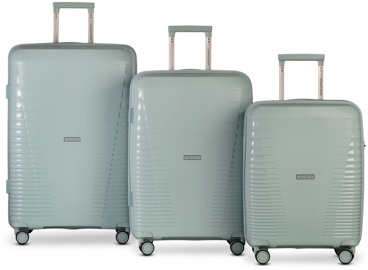 Worldpack Havanna 4 wielen Kofferset 3-delig - Harde bagage - TSA slot - taubenblau