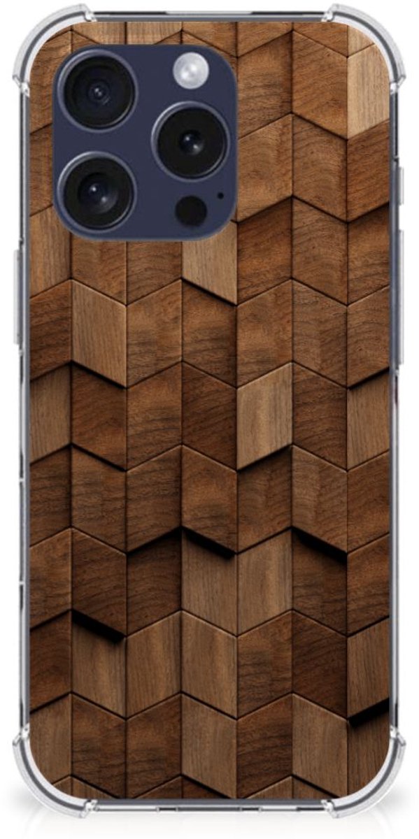 Stevig Telefoonhoesje voor iPhone 16 Pro Wooden Cubes