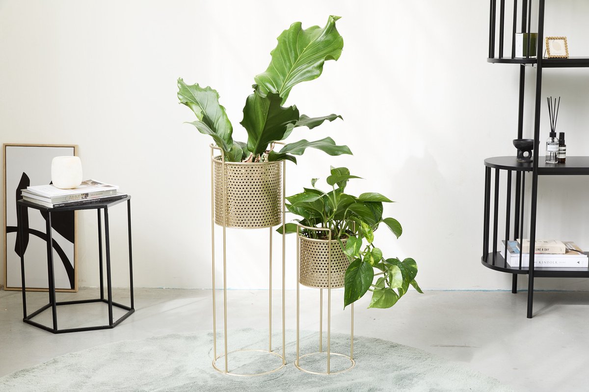 Lifa Living plantenbak Nora - set/2 - voor binnen - Pot Ø23,5 & Ø19,5 - Metaal - Goud