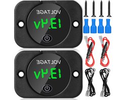Digitale voltmeter batterij-indicator 12V 24V 2 stuks autospanningsmeter accutester groen licht touch-schakelaar - paneel spanningsweergave batterijmeter auto motorfiets boten .