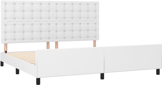 vidaXL Cadre de lit avec tête de lit Simili cuir Blanc 200x200 cm - Cadre de lit avec tête de lit - Encadrements de lit avec têtes de lit - Cadre de lit - Lit