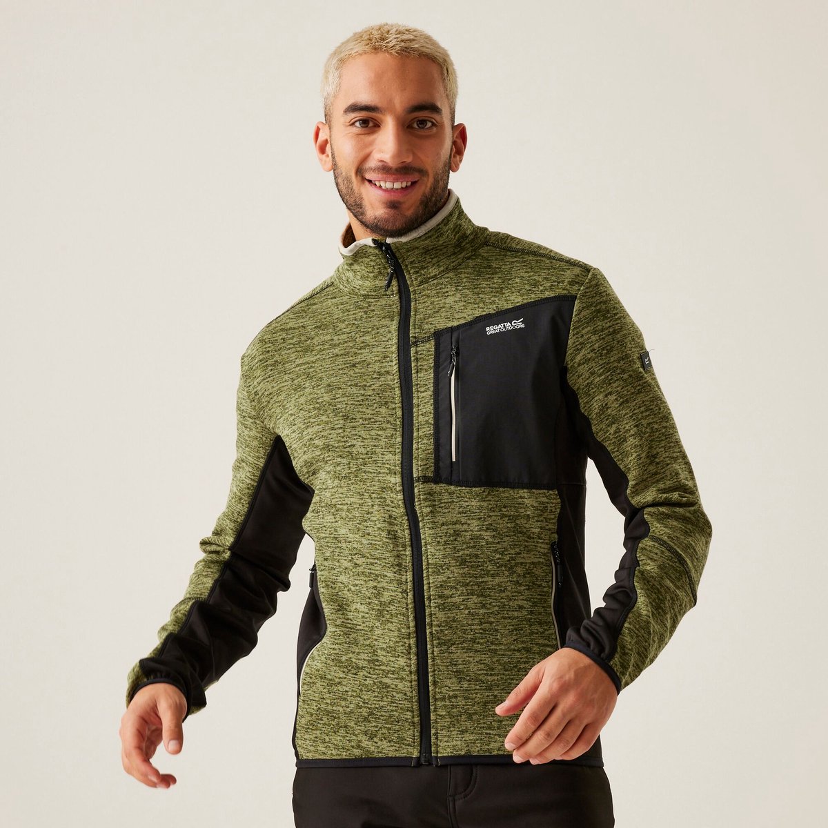 Fleece Heren Zipper Pocket Technische Baslinn Groen