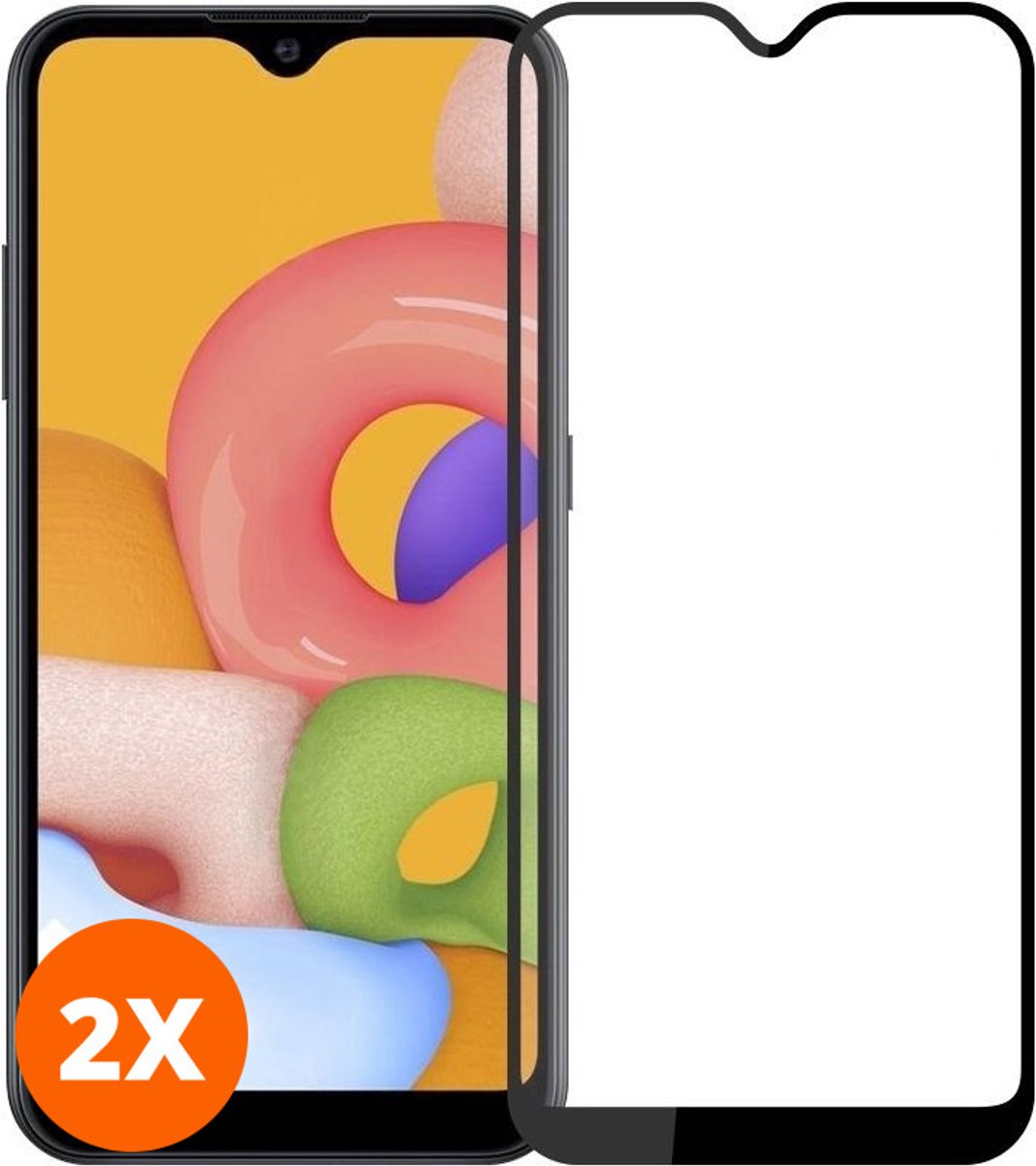 Mobigear Screenprotector geschikt voor Samsung Galaxy A01 Glazen | Mobigear Premium Screenprotector - Case Friendly - Zwart (2-Pack)
