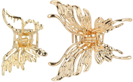 Haarsoires Haarspeld Haarklemmen 6,5cm-7,5cm – Open Vlindervorm – Metaal – Goud – Set van 2 - Haarclip Klem - Hair Claw - voor Opsteken Haar - Hair Clip - Decoratieve Haaraccessoire