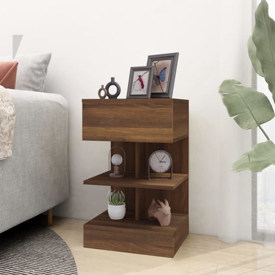 Table de chevet vidaXL - 40 x 35 x 65 cm - Table de chevet en Chêne brun - Table de chevet en bois - Meubilair en Chêne brun - Meubles de chambre - Espace de rangement