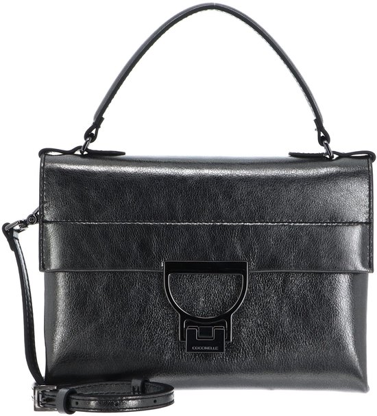 COCCINELLE Cuir Sac à main Sac à épaule bandoulière Arlettis Smooth Metal Handbag Noir Anthracite