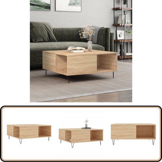 Salontafel 100x100x40 cm bewerkt hout sonoma