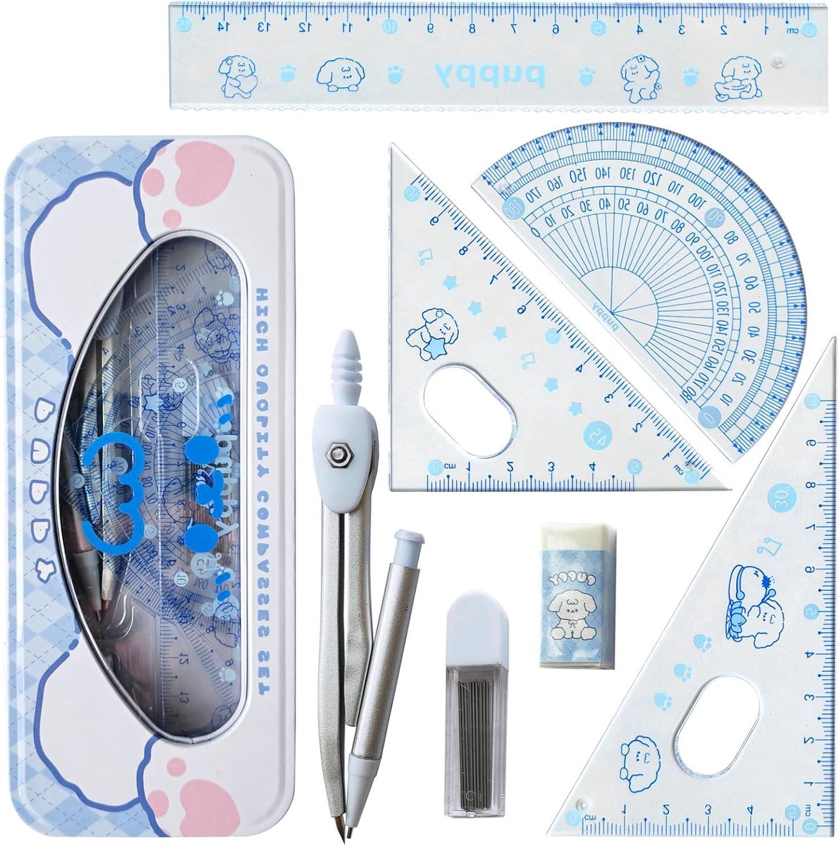 Geometrische set voor studenten - wiskunde kit - 7 stuks