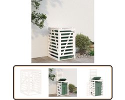 vidaXL Containerberging - Massief Grenenhout - Wit Houten Berging - Afvalcontainer Opbergen - Afvalbak Cover - Tuincentrum - Buitenopslag
