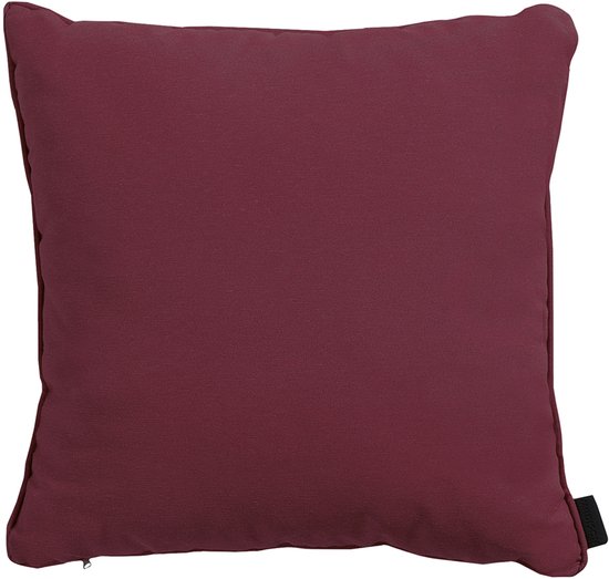 Bordeauxrood sierkussen, 45x45cm, met bies en rits aan de zijkant. Merk Ld Madison.