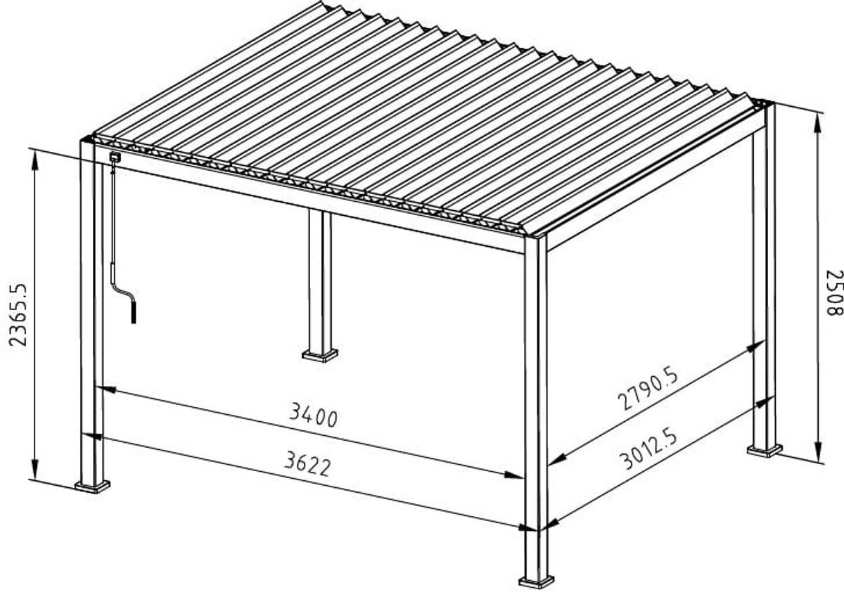 MIRADOR Pergola 111 Deluxe 3x3,6 m Aluminium Antraciet verstelbaar lamellendak Tuin Terras Pergola Wintervast Stabiel Paviljoen