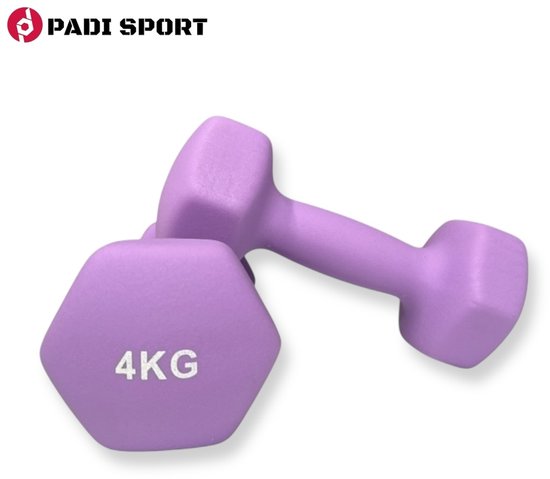 Padisport - Dumbells 4 Kg - Halter - Gewichten Set Halters - Gewichten 4 Kg - Paars - Gewichten - Dumbells - Halters - Gewichtjes 4 Kg