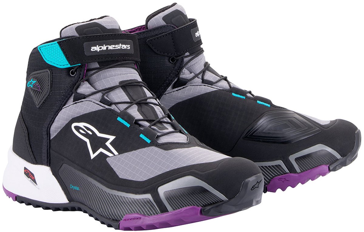 Alpinestars CR-X Women's Drystar Motorschoenen Zwart Grijs Plum Teal - Laars